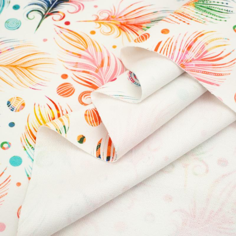 TĘCZOWE PIÓRKA - dresówka pętelkowa 