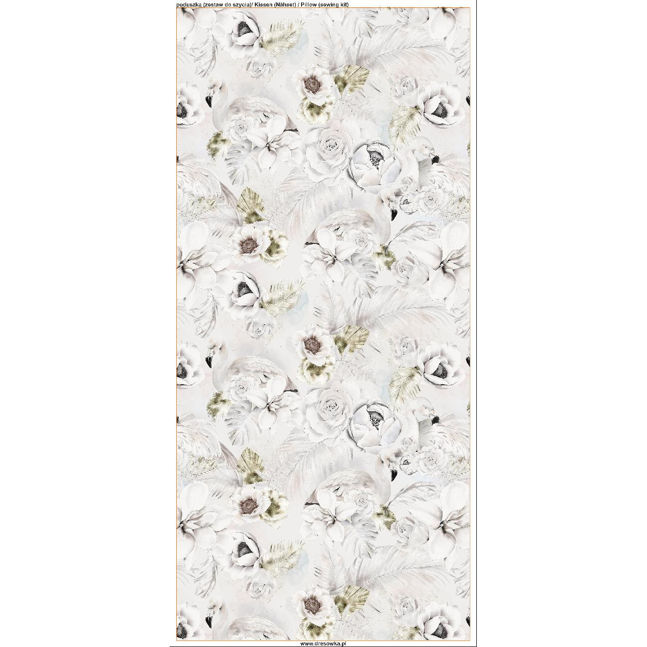 PODUSZKA 45X45 - WHITE FLOWERS WZ. 1 - zestaw do uszycia