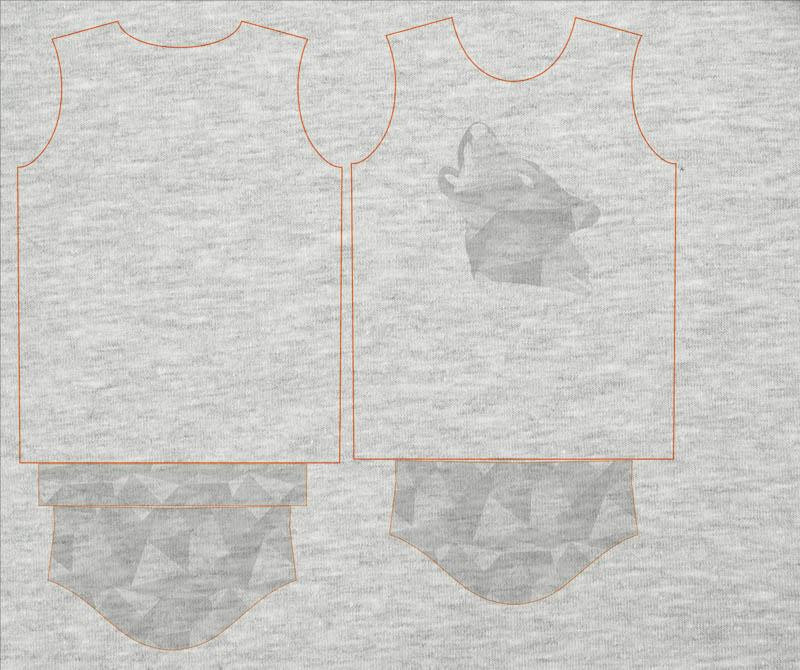 T-SHIRT DZIECIĘCY - GEOMETRYCZNY WILK (ADVENTURE)/ M-01 melanż jasnoszary- single jersey