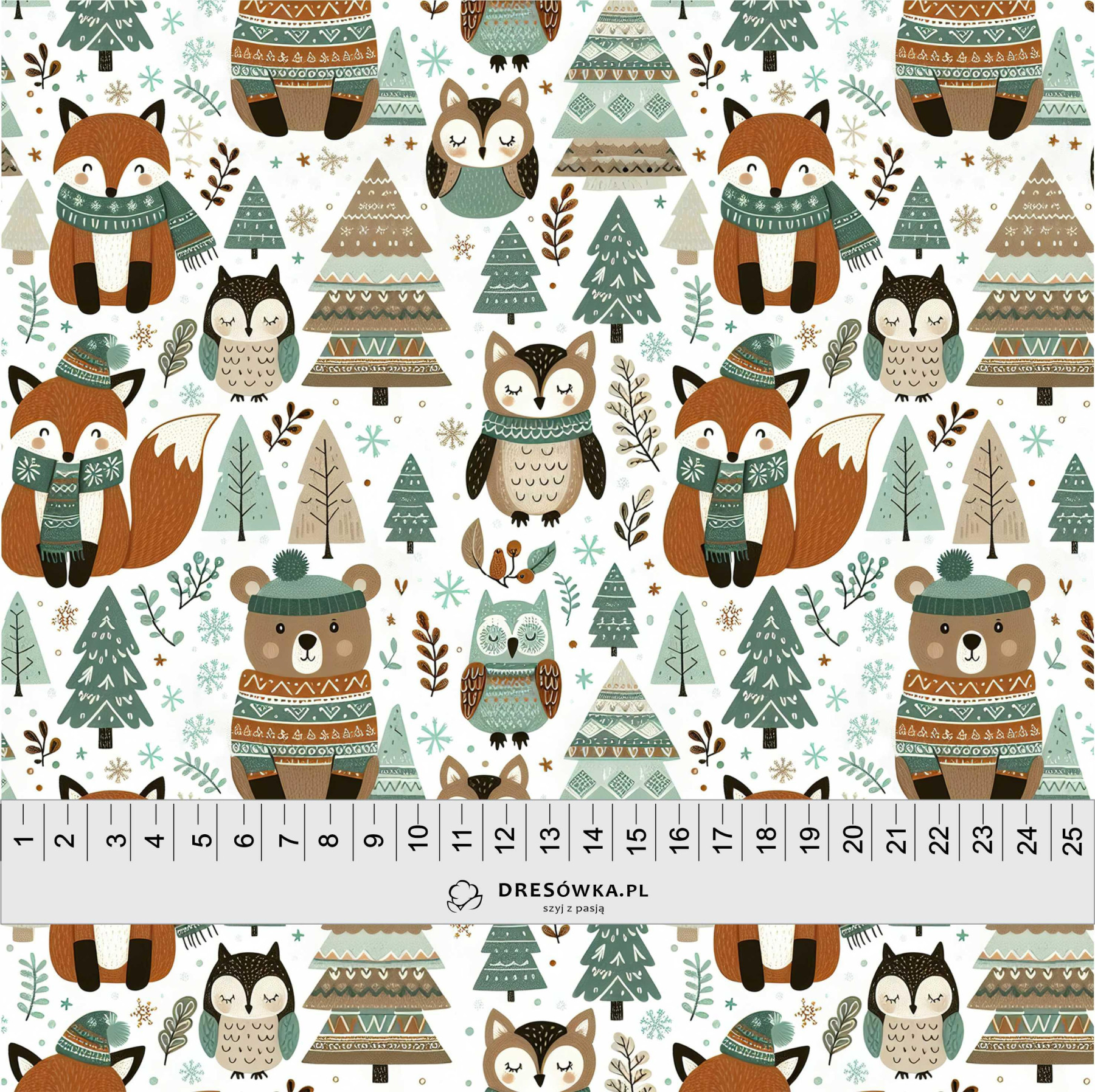 WINTER ANIMALS WZ.1- Welur tapicerski