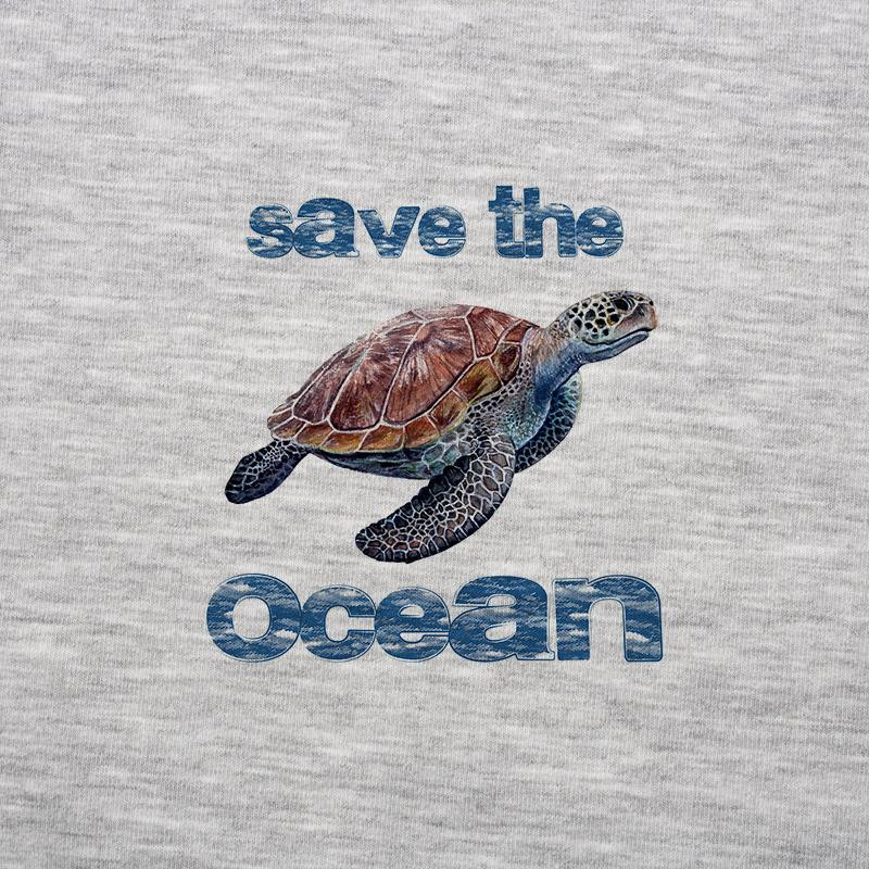 ŻÓŁW  (Save the ocean) / melanz jasnoszary - panel single jersey TE210