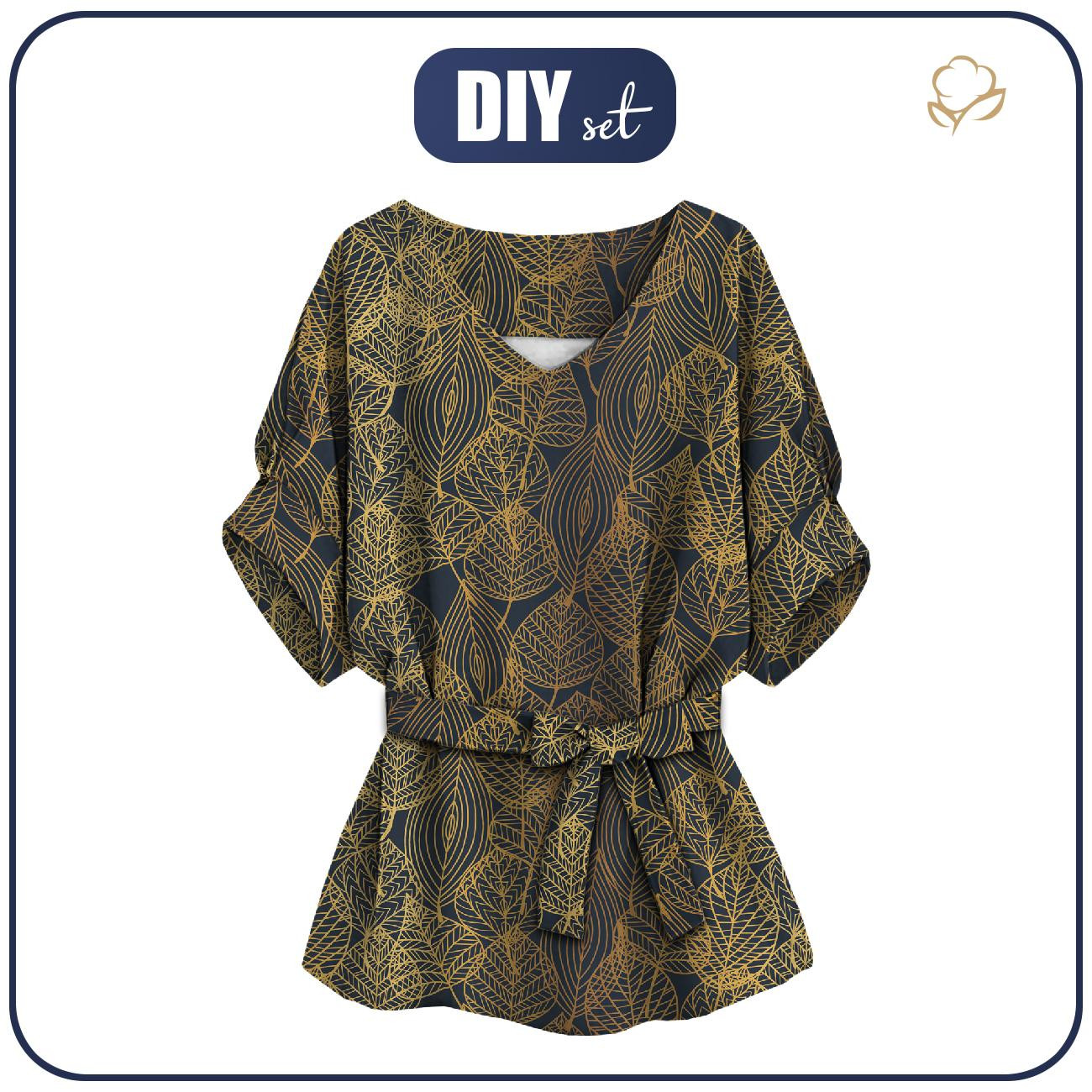 BLUZKA TYPU KIMONO - GOLD LEAVES wz. 2 - zestaw do uszycia 