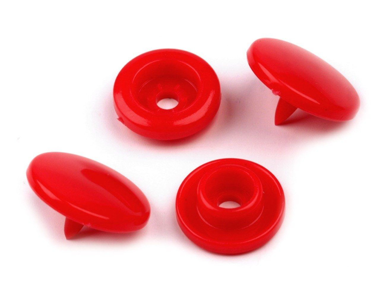 Napy KAM, zatrzaski plastikowe 12mm - czerwone 10kpl
