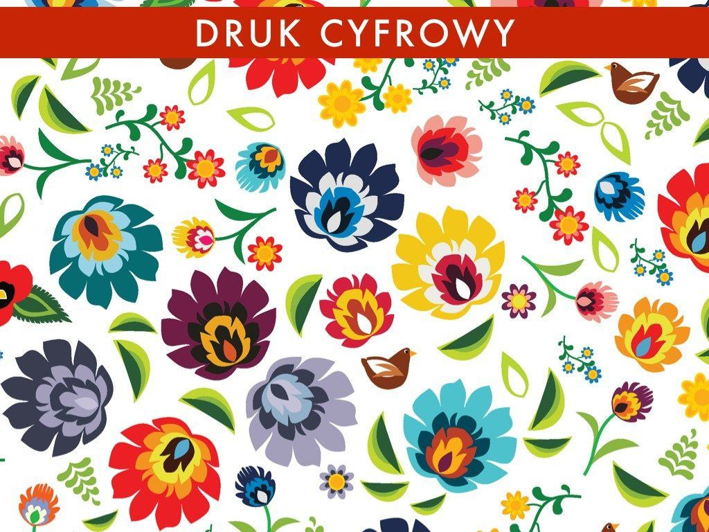 FOLK ŁOWICKI / biały - Jersey wiskozowy WE210