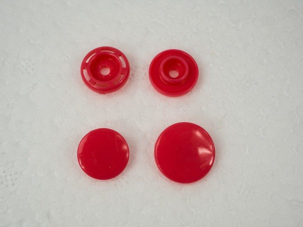 Napy KAM, zatrzaski plastikowe 14mm - koralowe 10kpl