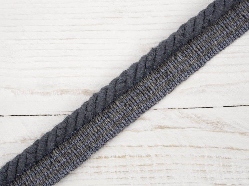 Tasiemka sznurek bawełniany z wypustką - ciemnoszary