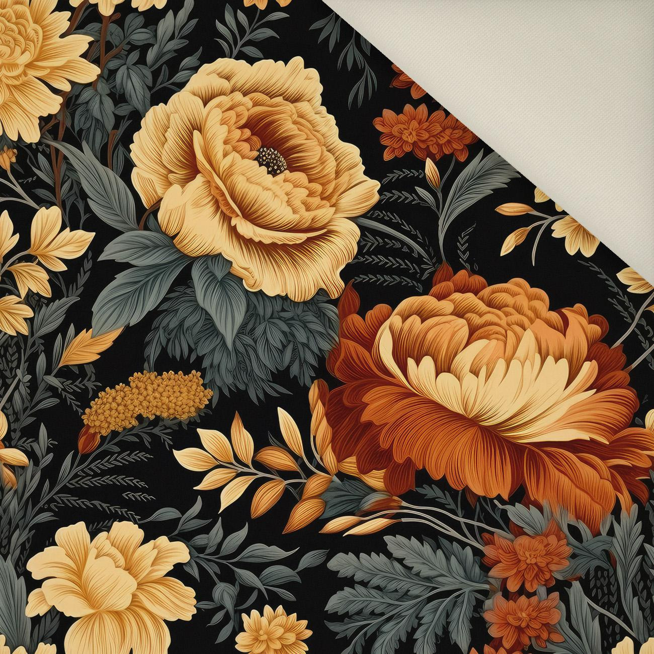 AUTUMN FLOWERS WZ. 3- Welur tapicerski