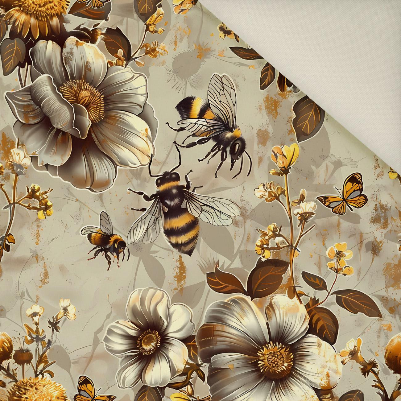 BEES & FLOWERS- Welur tapicerski
