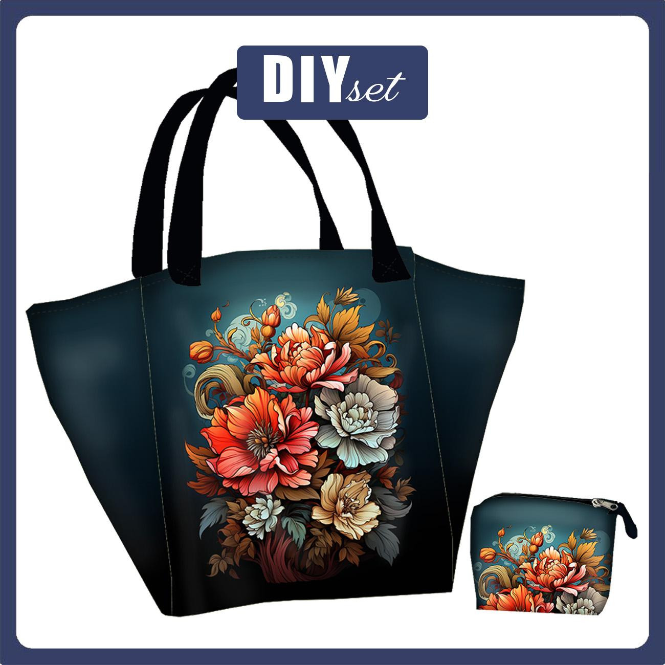 Torba XL z saszetką 2 w 1 - Bouquet of flowers wz.5  - zestaw do uszycia