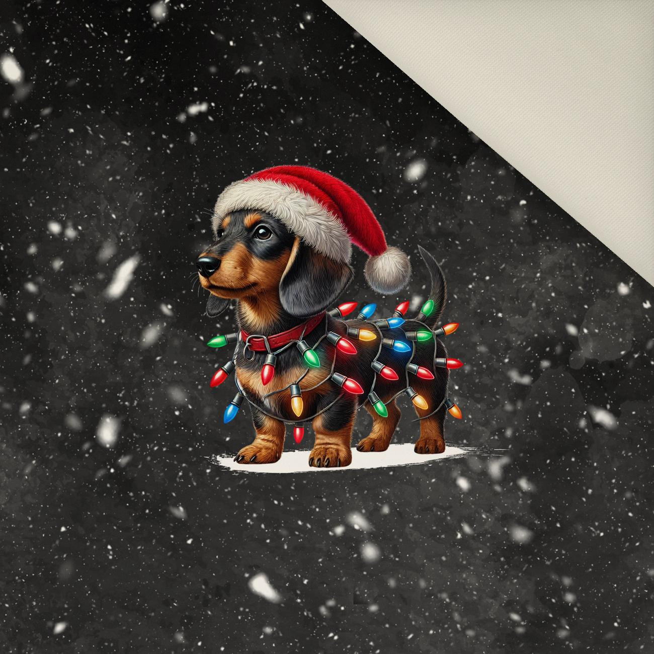 CHRISTMAS DOG wz. 3 - panel (60cm x 50cm) - Welur tapicerski