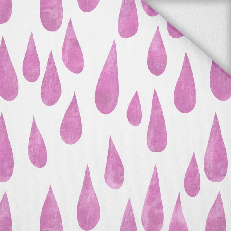 Duże krople (różowy) / biały  - dresówka pętelkowa