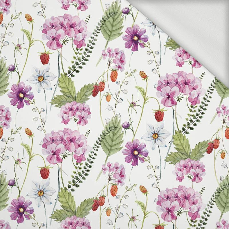 KWIATY I POZIOMKI (NA ŁĄCE) - dresówka pętelkowa