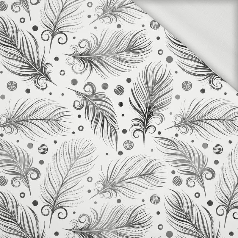 SZARE PIÓRKA (SZARY) / biały - dresówka pętelkowa