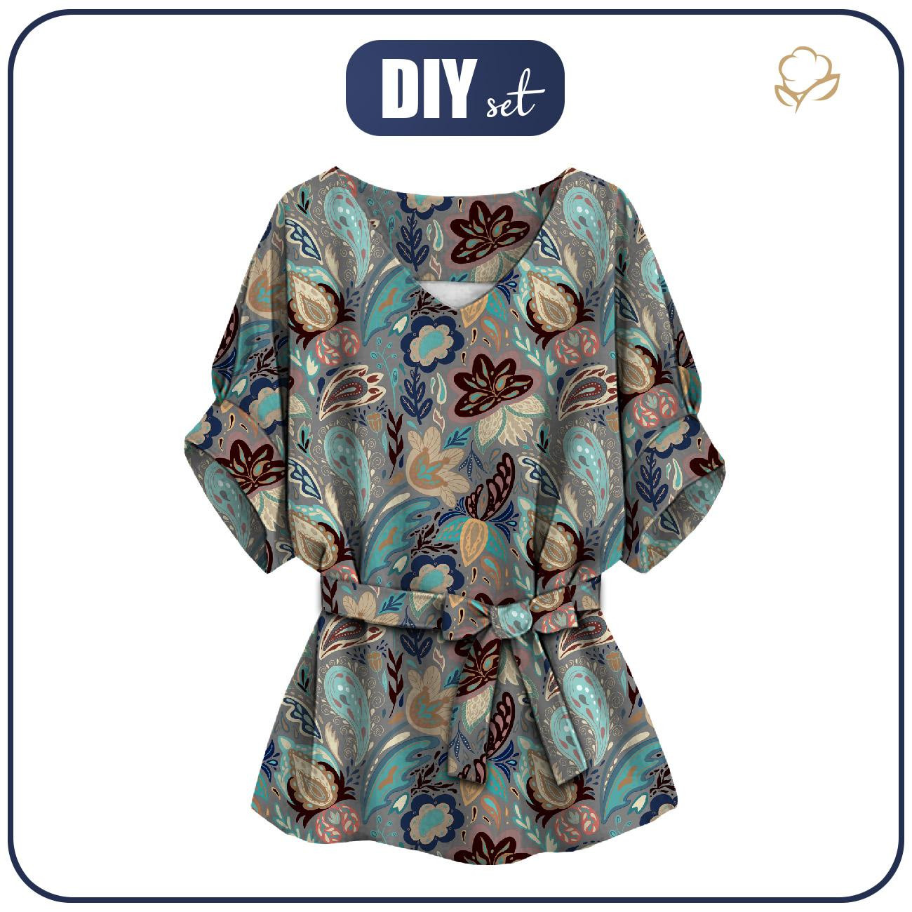 BLUZKA TYPU KIMONO - BOHO PAISLEY wz. 2 - zestaw do uszycia 