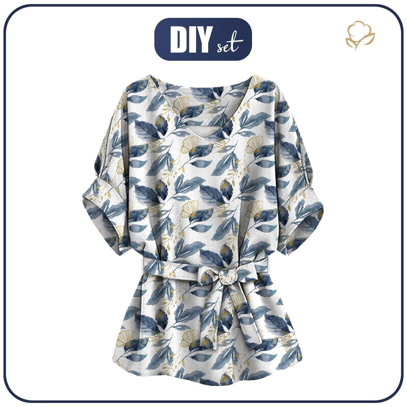 BLUZKA TYPU KIMONO - RETRO FLOWERS WZ. 5 - zestaw do uszycia 