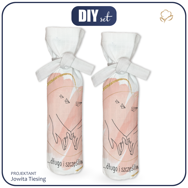 POKROWIEC NA BUTELKĘ - DŁUGO I SZCZĘŚLIWIE...- DIY set 