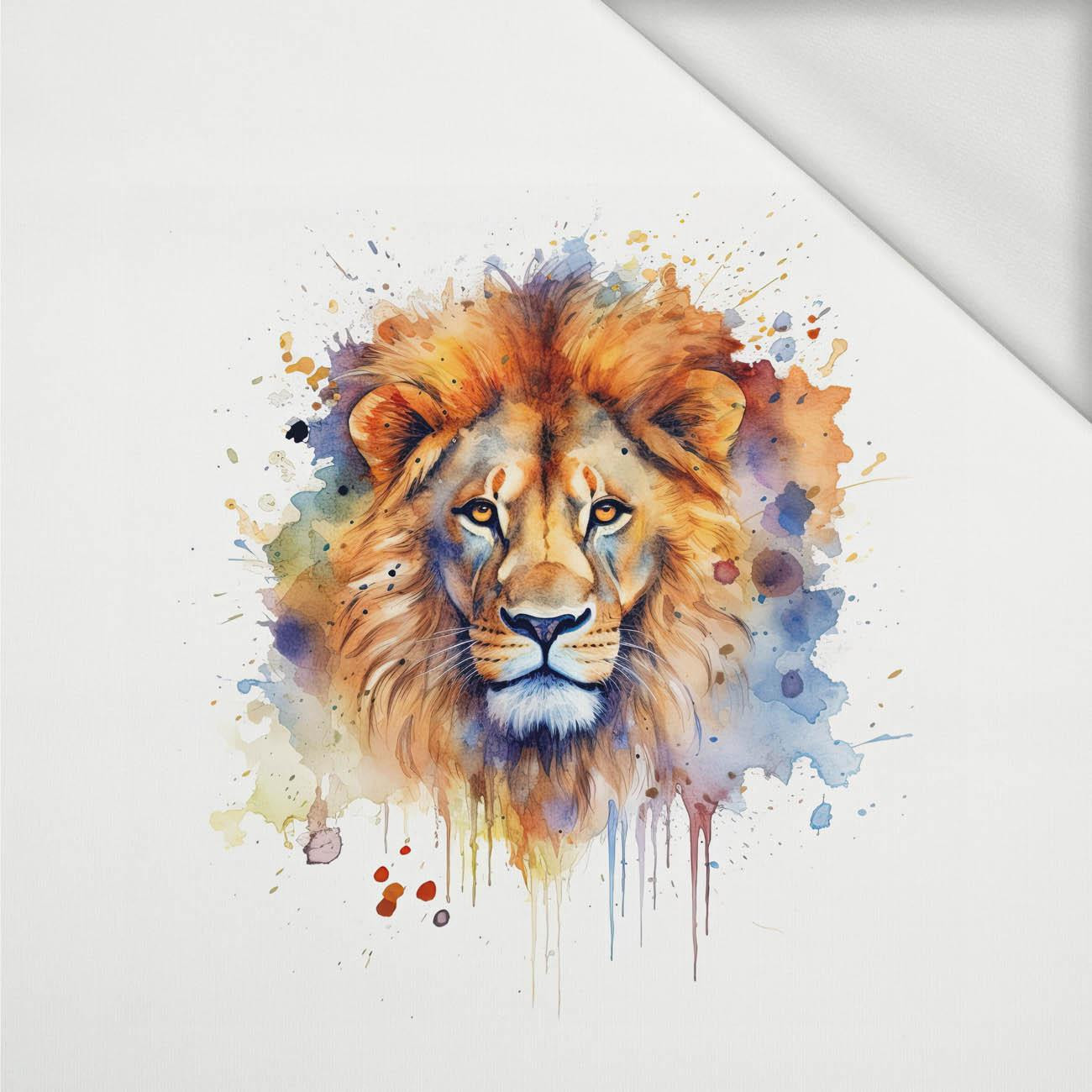 WATERCOLOR LION - panel (60cm x 50cm) dzianina pętelkowa