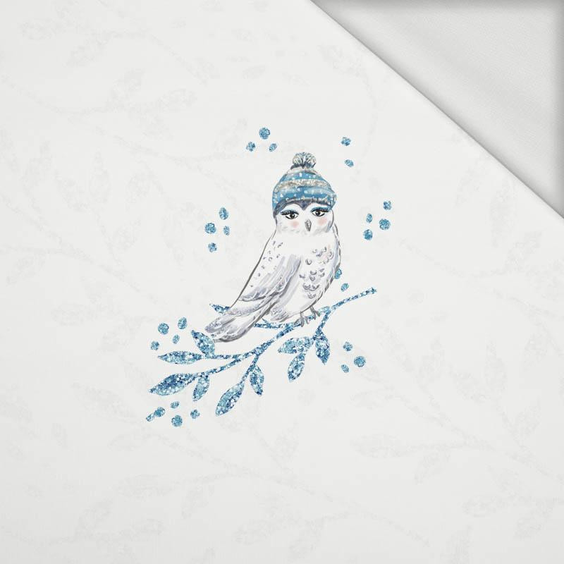 SÓWKA W CZAPCE (ZACZAROWANA ZIMA) - panel panoramiczny dzianina pętelkowa (60cm x155cm)