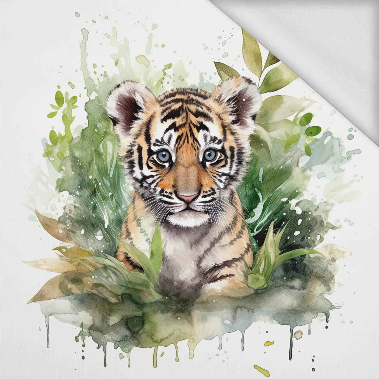 WATERCOLOR TIGER - panel (75cm x 80cm) dzianina pętelkowa