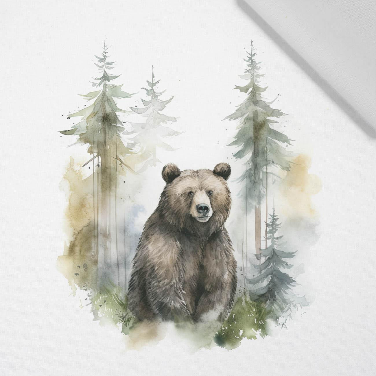 WATERCOLOR BEAR - PANEL (60cm x 50cm) tkanina bawełniana