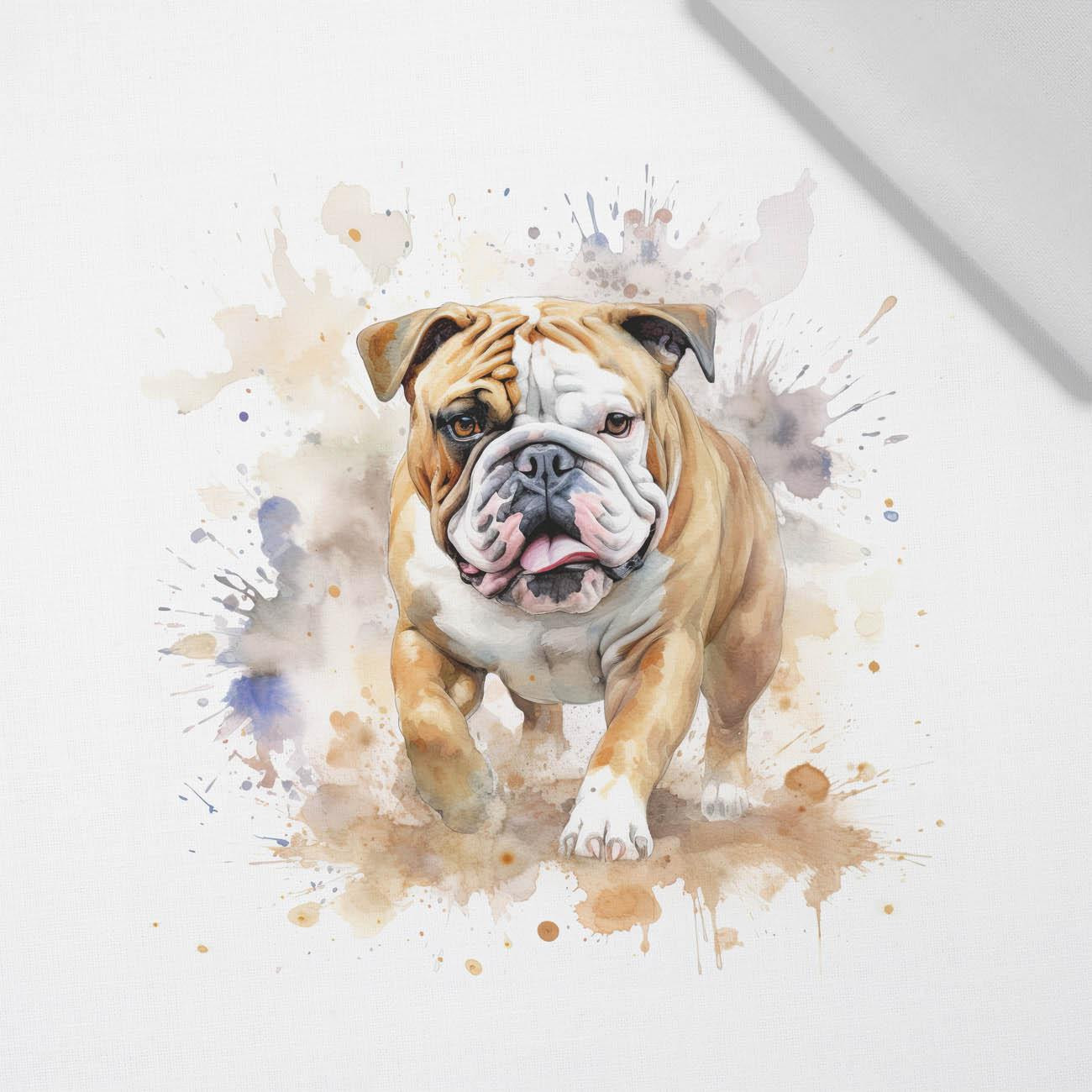 WATERCOLOR BULLDOG - PANEL (60cm x 50cm) tkanina bawełniana