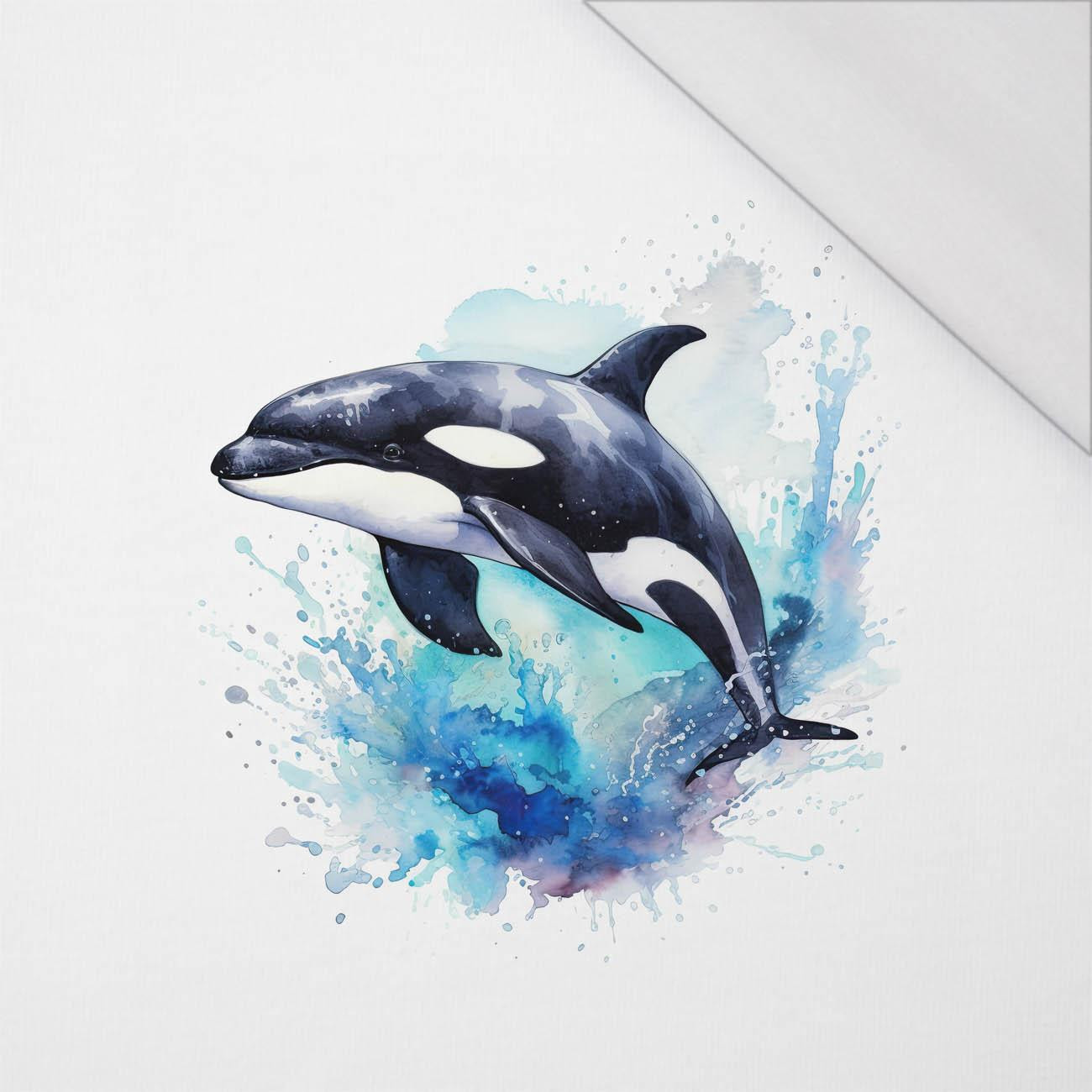 WATERCOLOR WHALE - panel (75cm x 80cm) SINGLE JERSEY