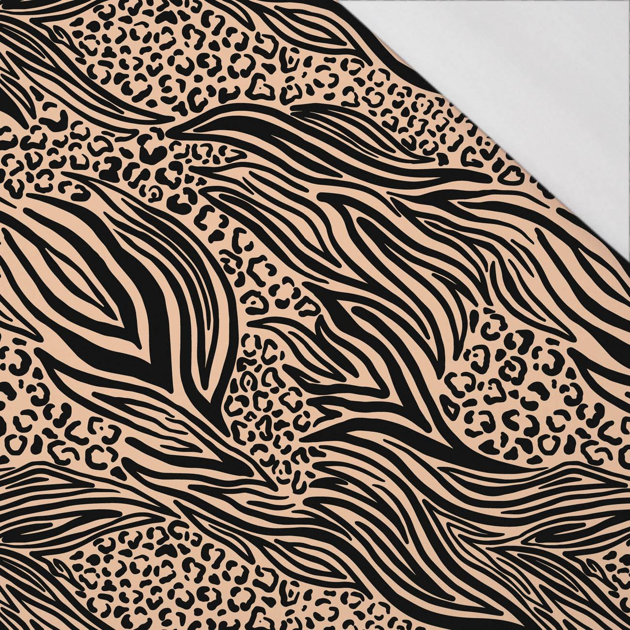 ZWIERZĘCY MIX / beżowy - single jersey z elastanem 