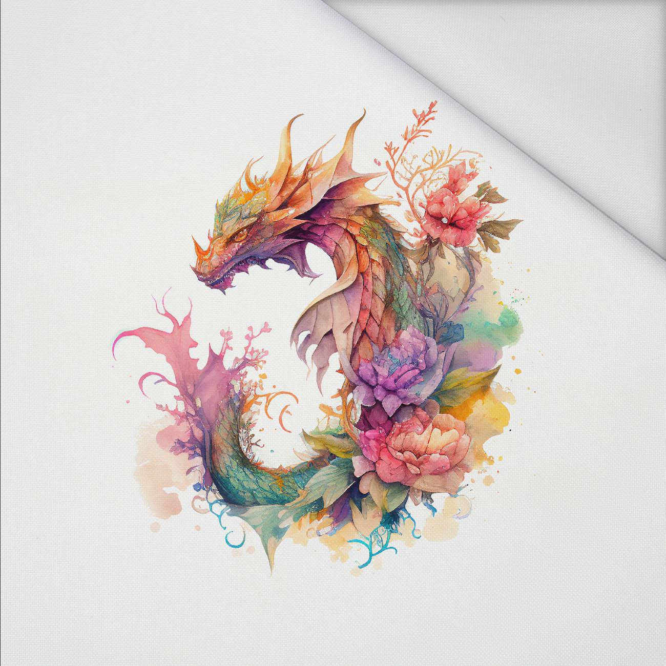 WATERCOLOR DRAGON WZ. 2 - PANEL (60cm x 50cm) tkanina wodoodporna