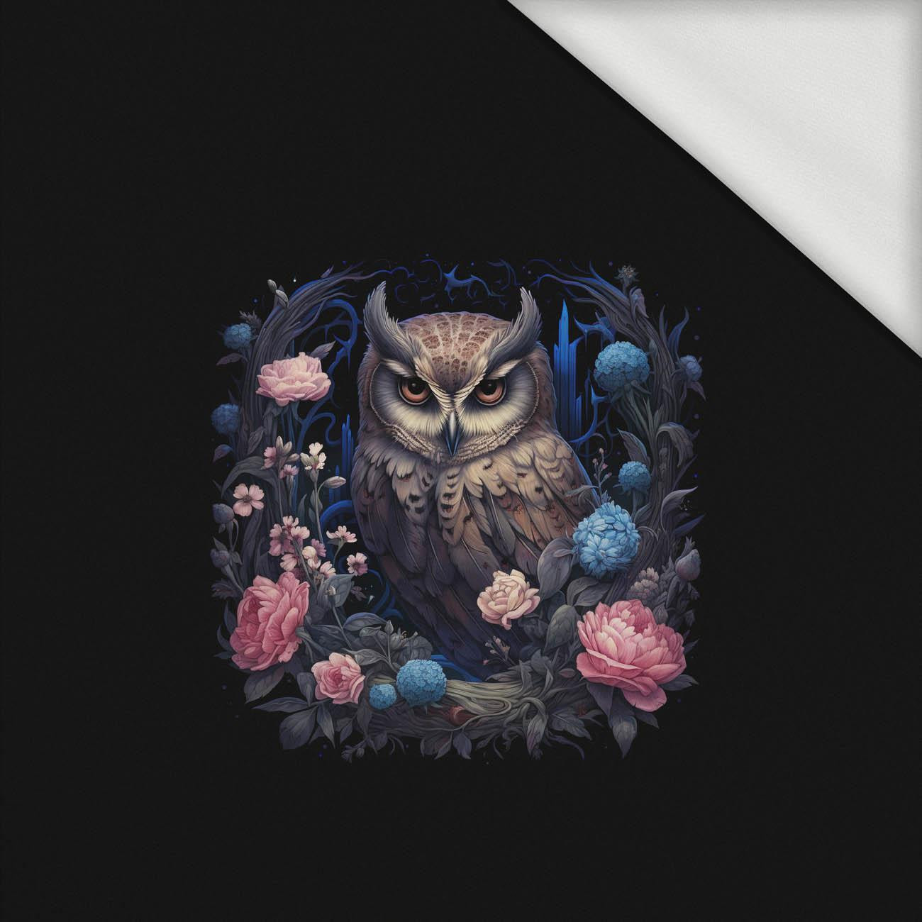 GOTHIC OWL - panel (60cm x 50cm) - dzianina pętelkowa z elastanem ITY