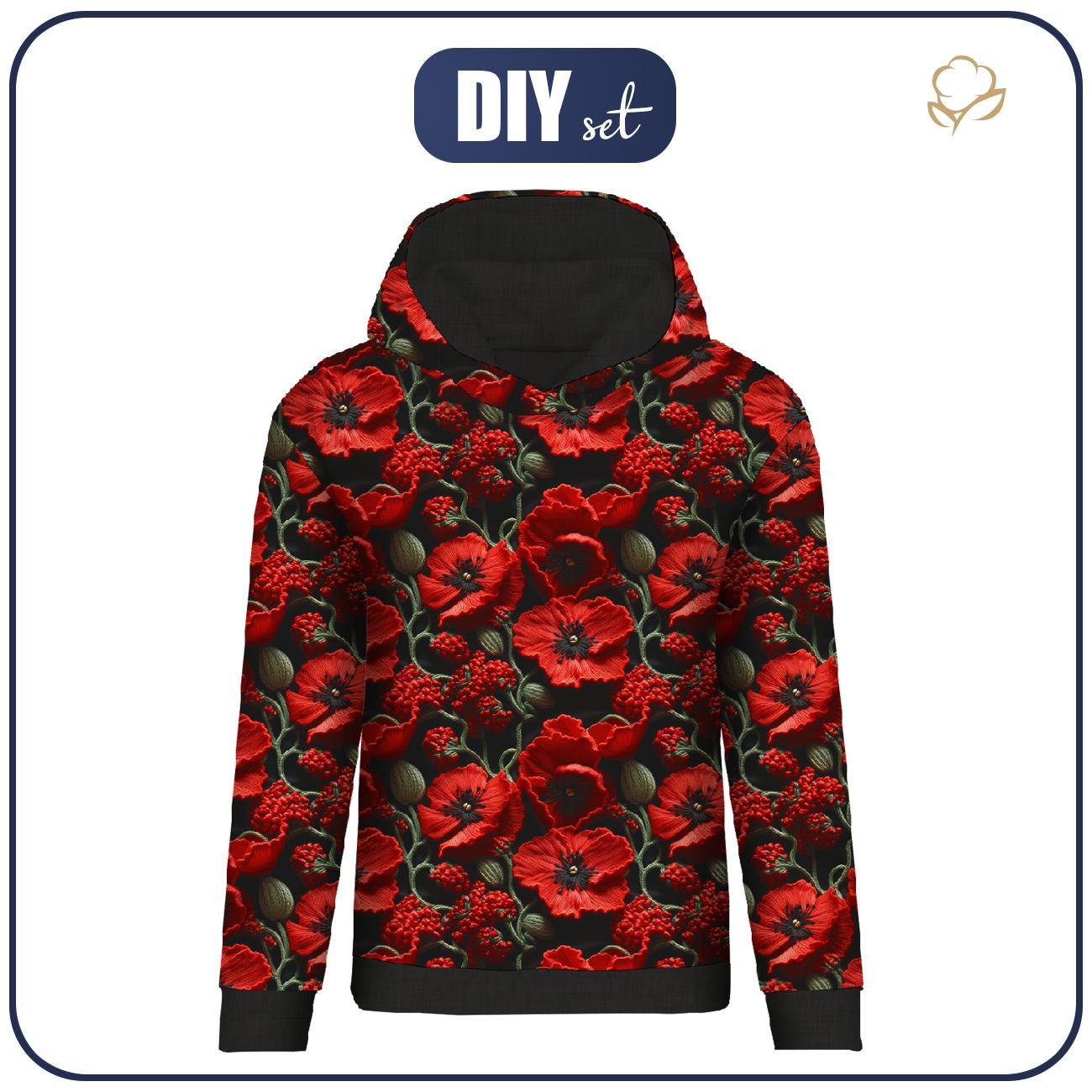 BLUZA DAMSKA (POLA) CLASSIC Z KAPTUREM - FLOWERS 3D WZ. 7 - zestaw do uszycia