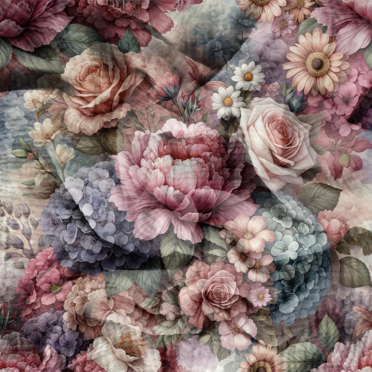 FLOWERS wz. 2 - Muślin bawełniany