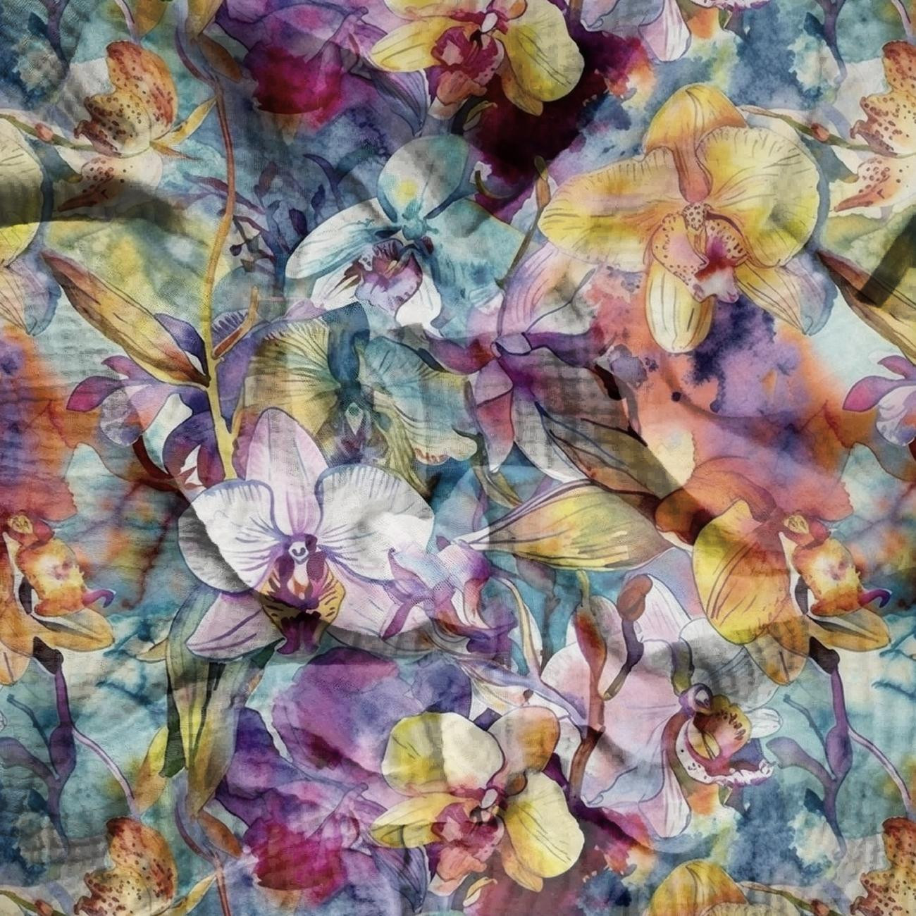 FLOWERS WZ.56 - Muślin bawełniany