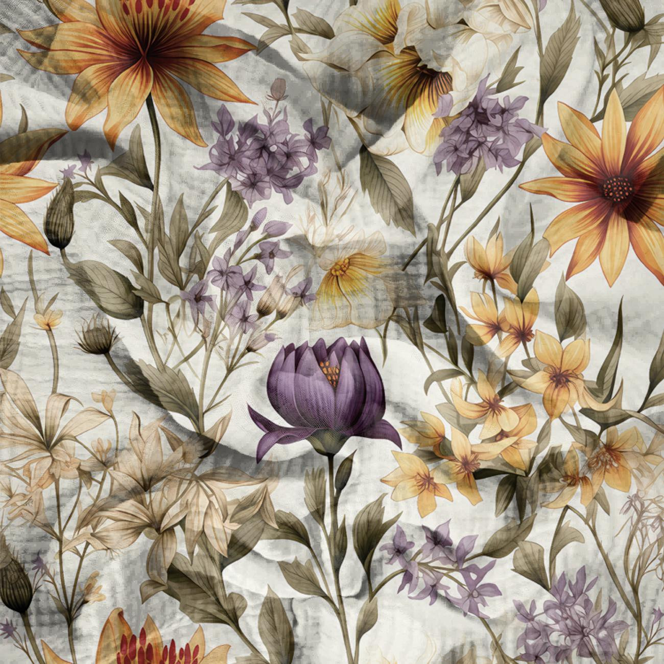 FLOWERS wz.5 - Muślin bawełniany