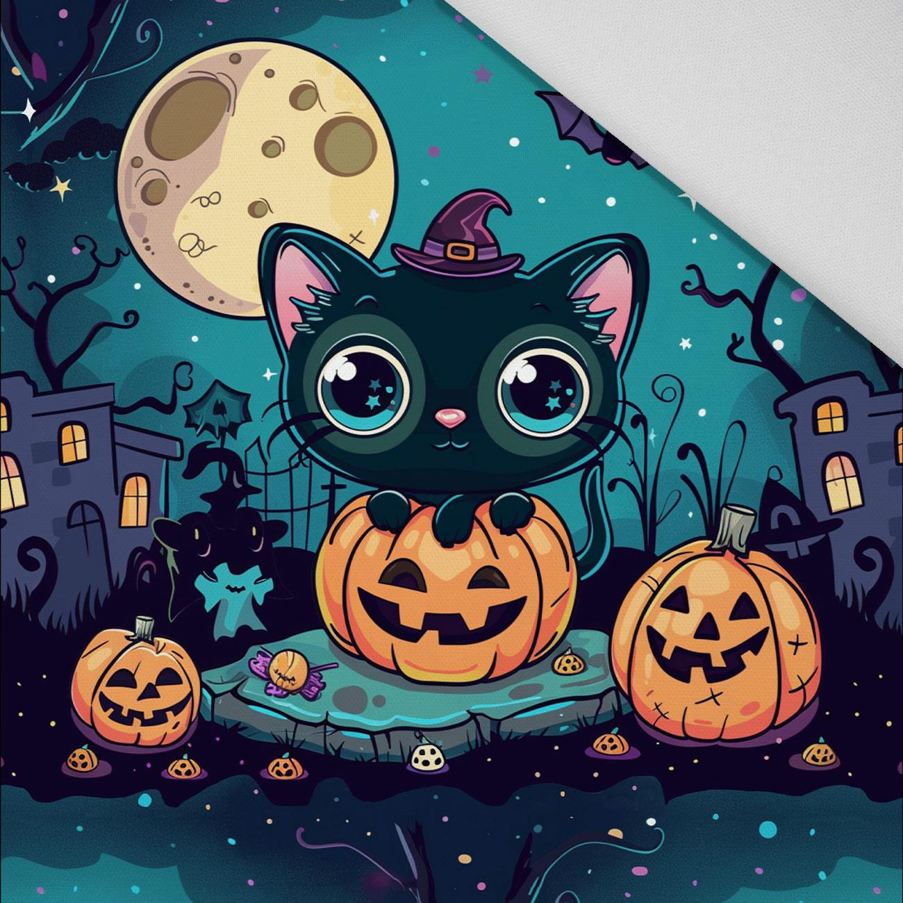 HALLOWEEN CAT MOON - PANEL (60cm x 50cm) Panama 220g