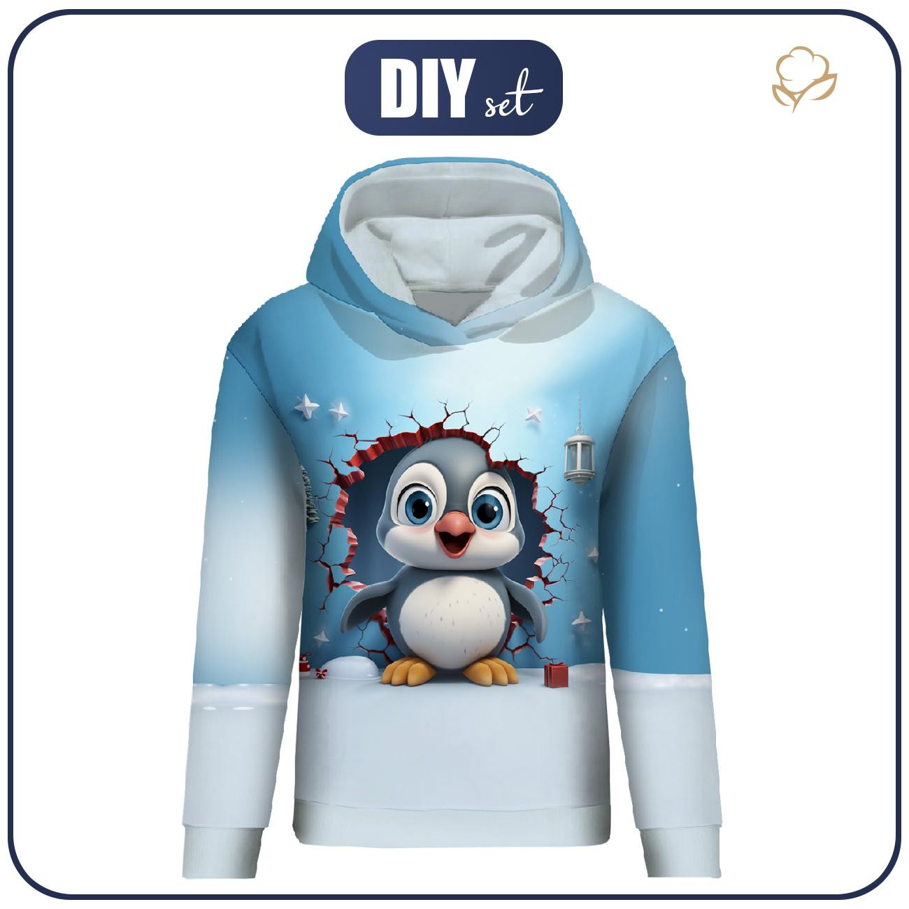 BLUZA DAMSKA (POLA) CLASSIC Z KAPTUREM - HAPPY PENGUIN - zestaw do uszycia