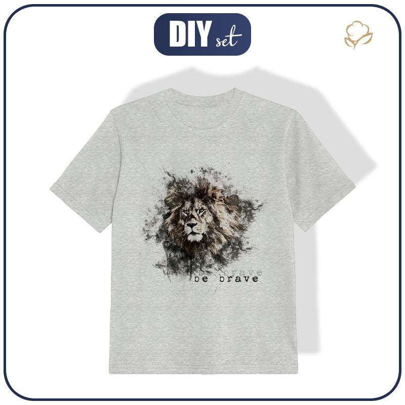 T-SHIRT DZIECIĘCY - BE BRAVE (BE YOURSELF) - M-01 melanż jasnoszary - single jersey