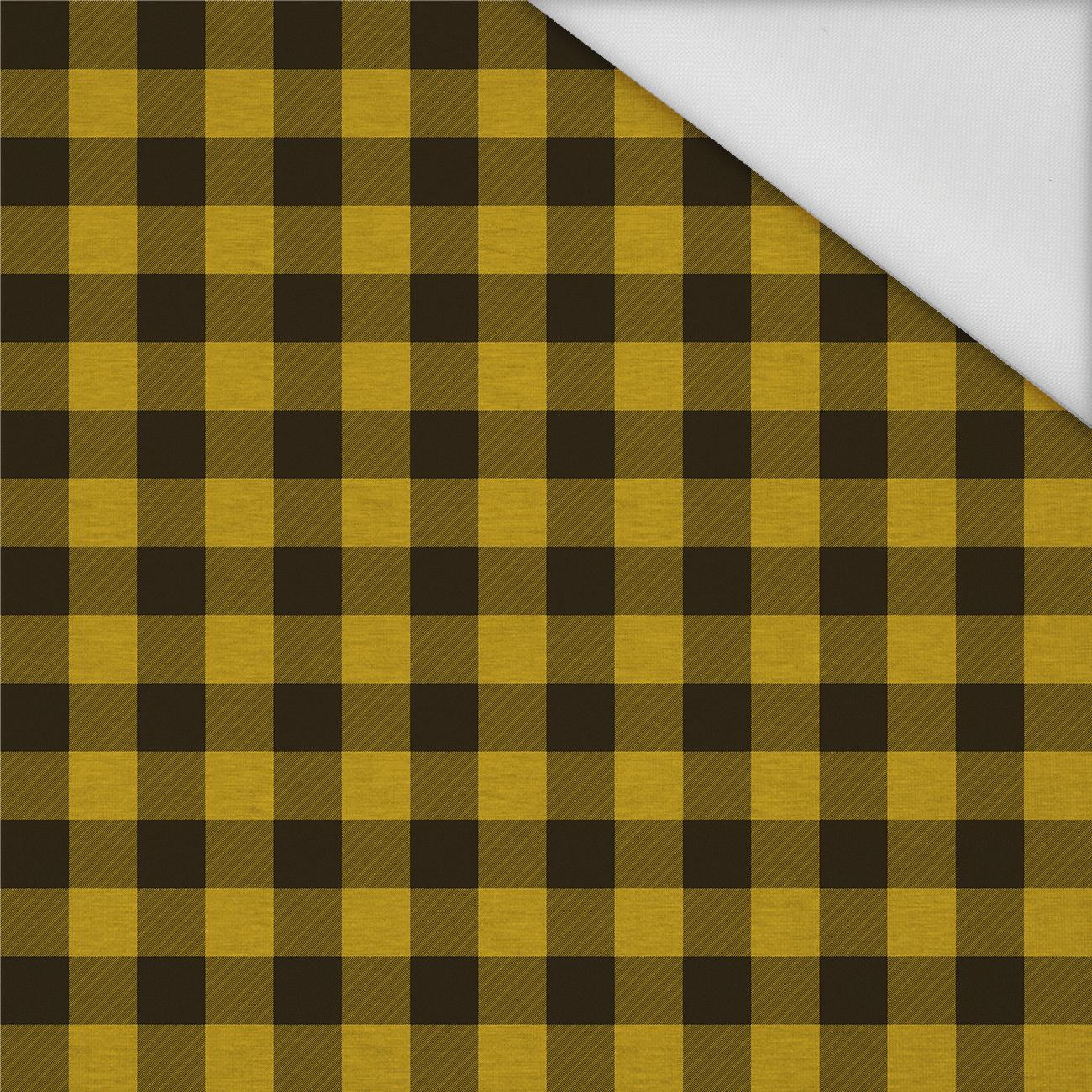 KRATA VICHY - MELANŻ MUSZTARDOWY - tkanina wodoodporna