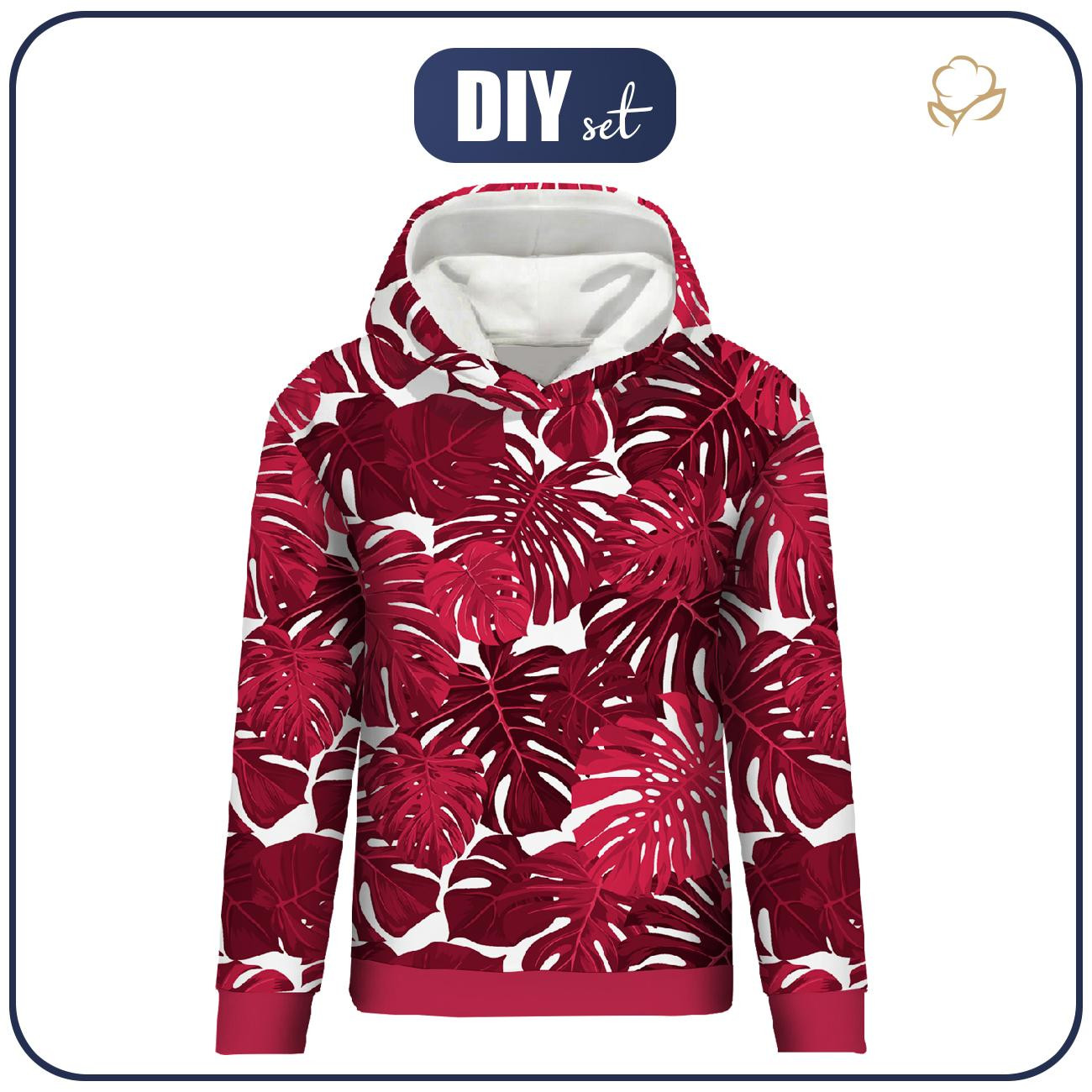 BLUZA DAMSKA (POLA) CLASSIC Z KAPTUREM - MONSTERA 2.0 / viva magenta - zestaw do uszycia