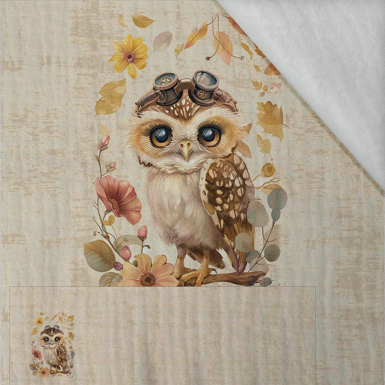 OWL STEAMPUNK FOREST WZ. 2 - PANEL PANORAMICZNY (60cm x 140cm) muślin bawełniany