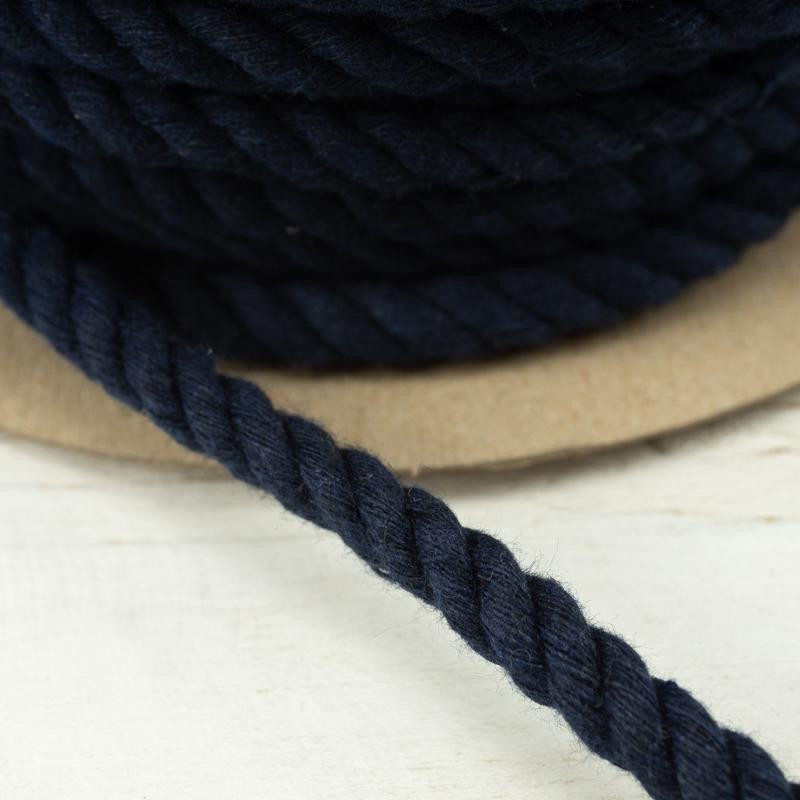 Sznurek skręcany 8 mm bawełna - navy