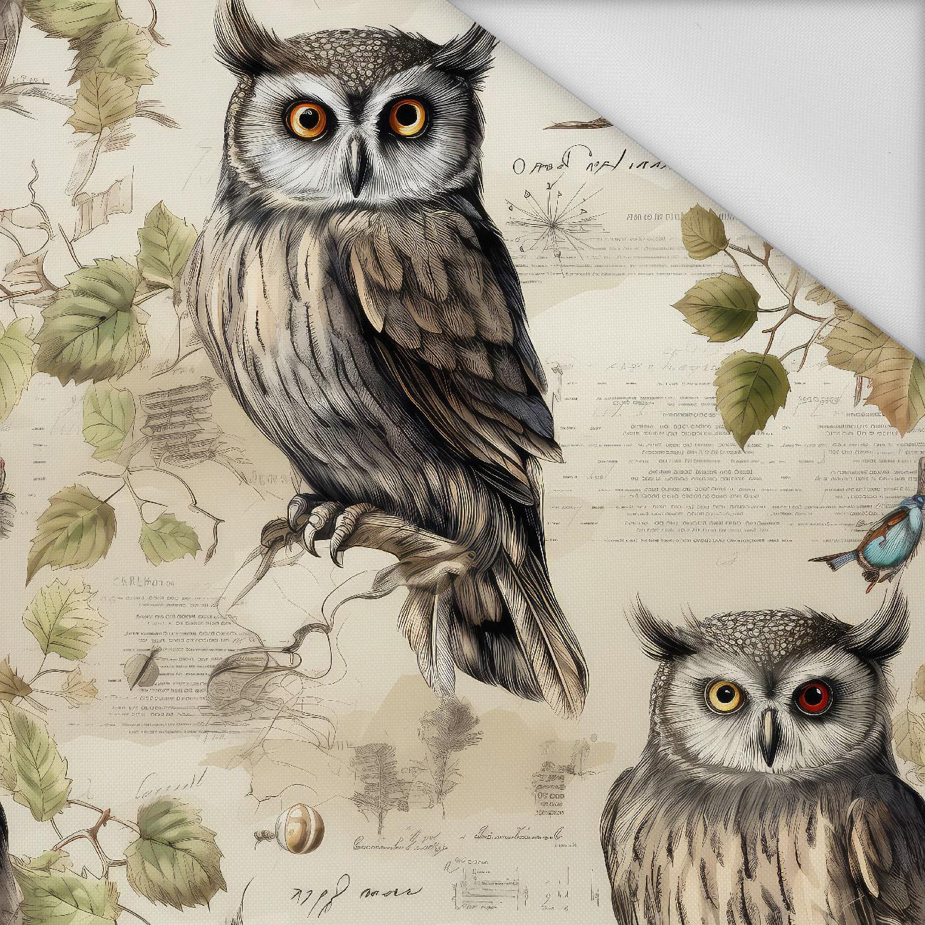 PASTEL BIRDS WZ.4 (SOWY) - tkanina wodoodporna