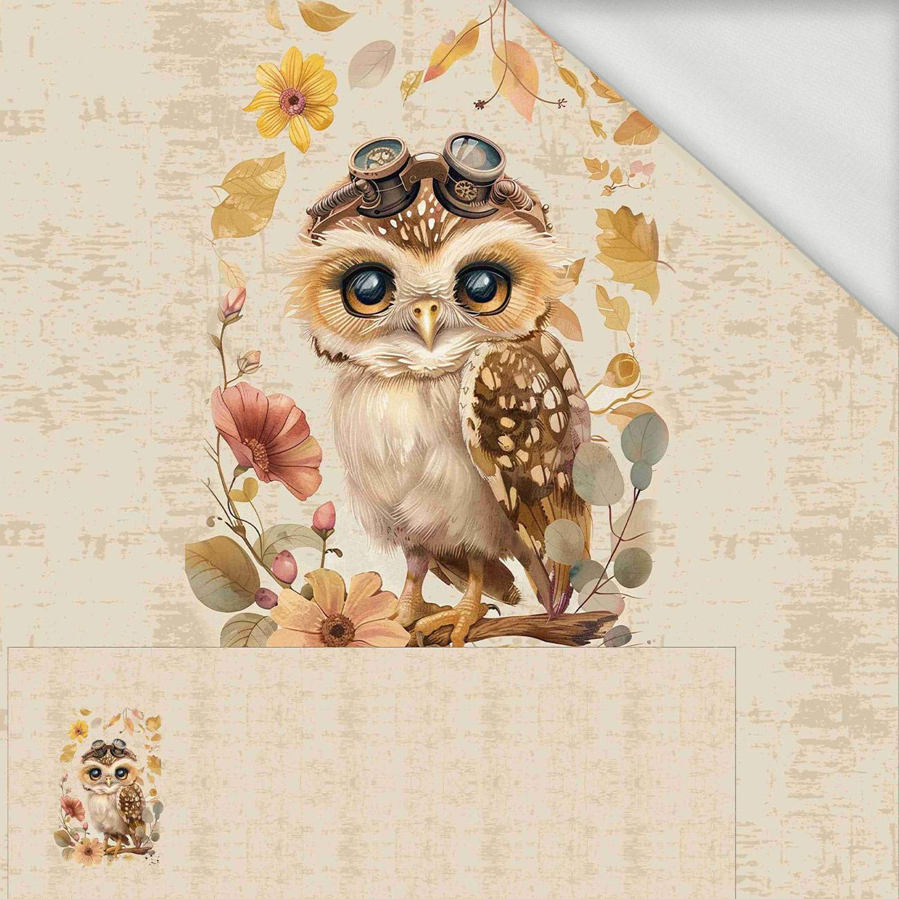 OWL STEAMPUNK FOREST WZ. 2 - panel panoramiczny dzianina pętelkowa (60cm x 155cm)