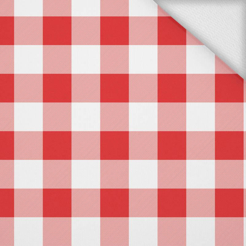 KRATA VICHY CZERWONA / biała - dresówka pętelkowa 