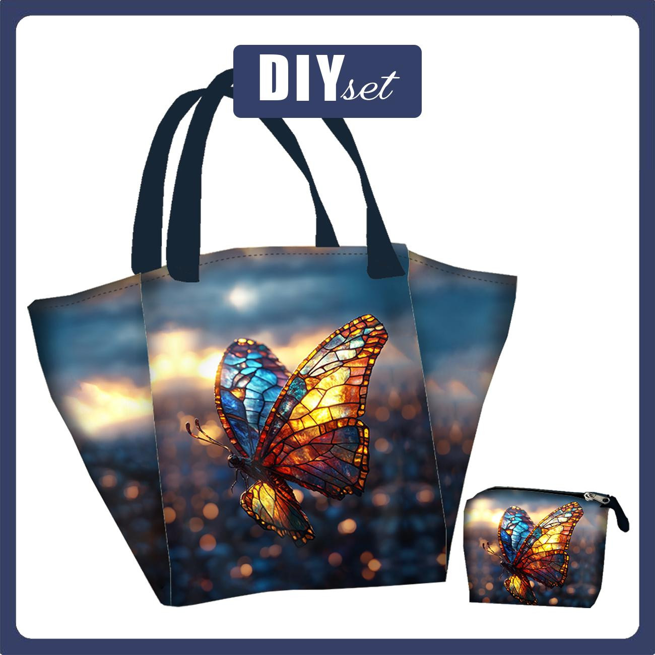 Torba XL z saszetką 2 w 1 - STAINED GLASS WZ.7  - zestaw do uszycia