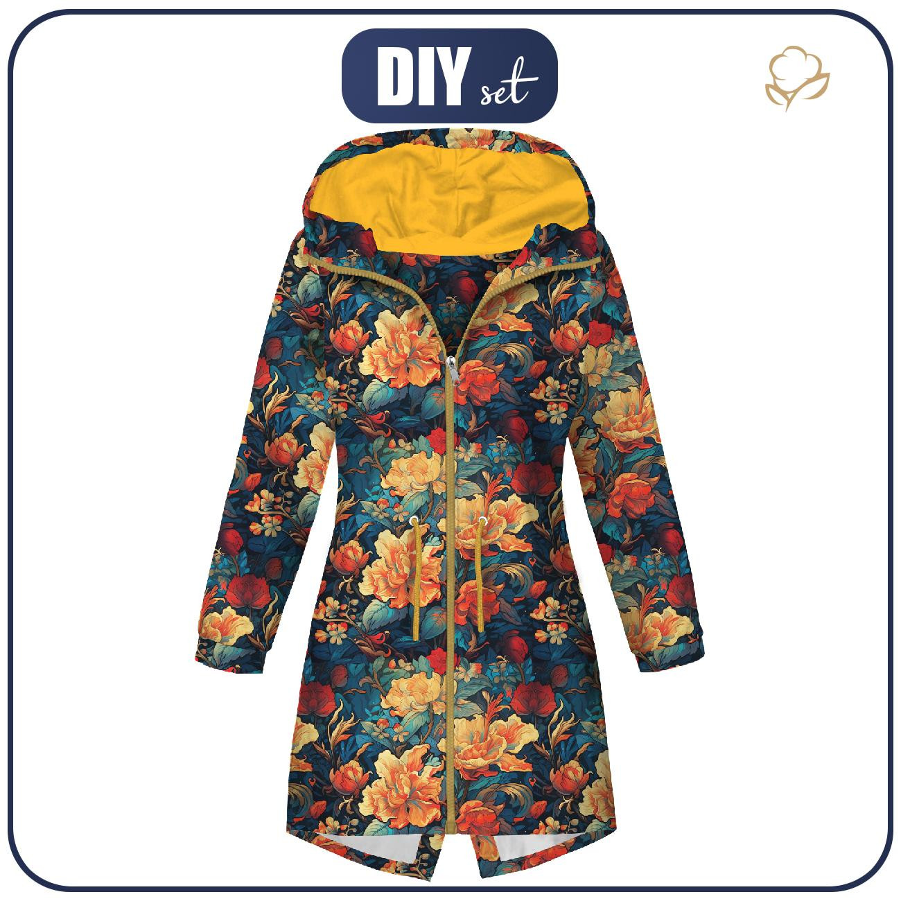 PARKA DAMSKA (ANNA) - VINTAGE CHINESE FLOWERS WZ. 4 - zestaw do uszycia