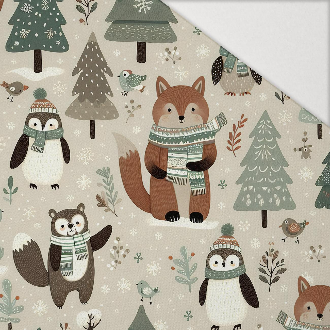 WINTER ANIMALS WZ.5 - Hydrofobowa dzianina drapana  WINTER ANIMALS WZ.5 - Hydrofobowa dzianina drapana