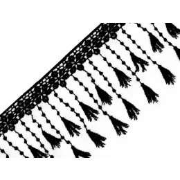 Koronka gipiurowa z frędzlami 120 mm - czarna