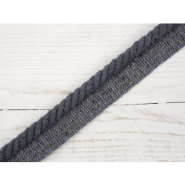Tasiemka sznurek bawełniany z wypustką - ciemnoszary