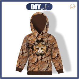 DZIECIĘCA BLUZA Z KAPTUREM (ALEX) - ANIMALS CRACKED wz.4 (cat) - zestaw do uszycia