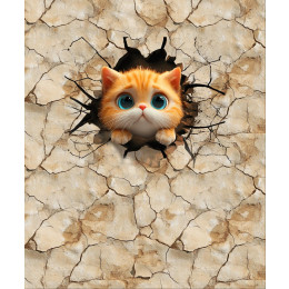 ANIMALS CRACKED wz.5 (cat) - panel (60cm x 50cm) tkanina bawełniana